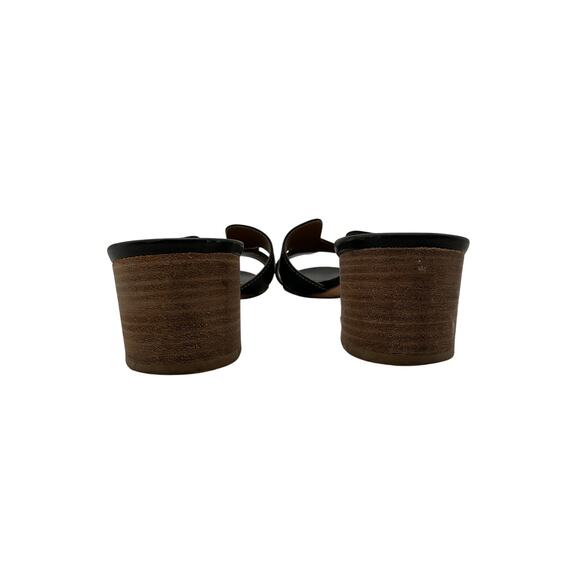 Herm�s �H Logo� Coffee & Black Leather Sandals Size 8 - Picture 8 of 8